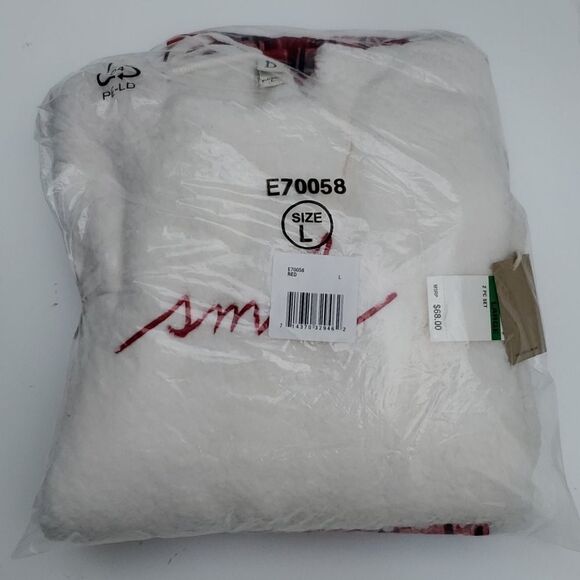 NEW L SMILE ED ELLEN DEGENERES buffalo plaid red sherpa HOLIDAY PAJAMAS NWT - Picture 5 of 16